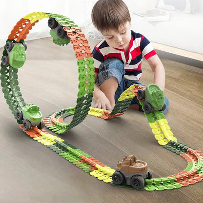 Electric Race Car Dinosaur Train Track Toys - My Big Easy Life